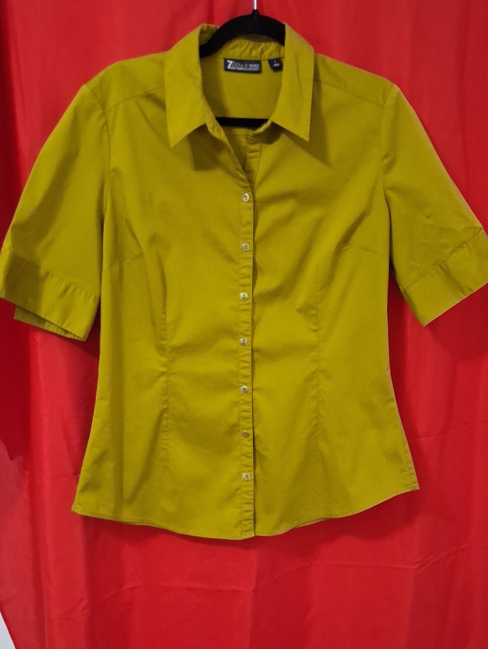 7th Avenue New York & Company, Short-Sleeve Button-Front Shirt, Size L